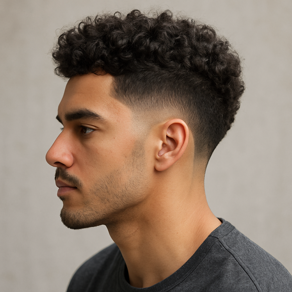 Burst Fade Haircut for Curly Hair