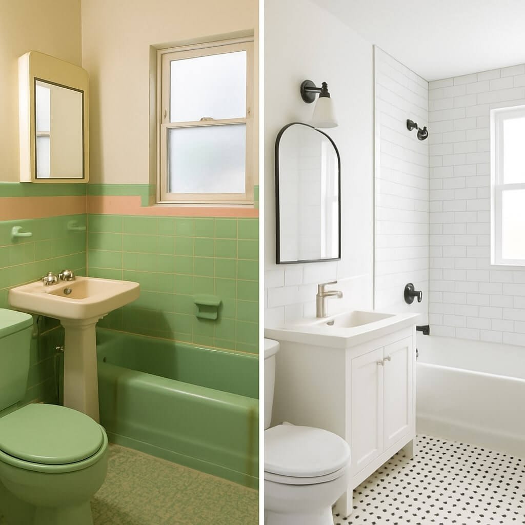 Step-by-Step 1950s Bathroom Remodel Before and After Inspiration